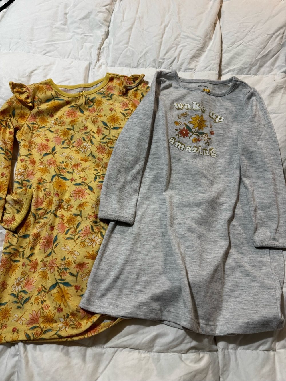 Girls Floral Yellow & Gray 'Wake Up Amazing' pjs- 2-Pack size 2/3